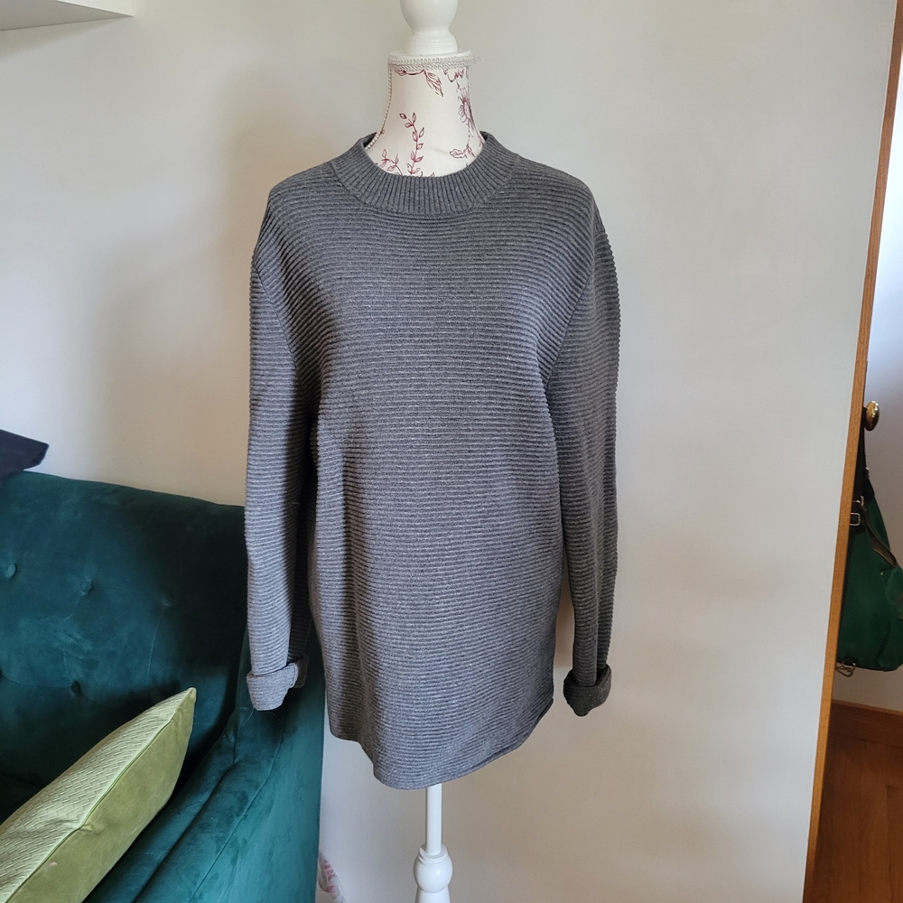COS Gray Ribbed Knit Sweater